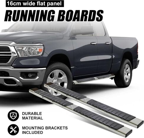 6 "لوحات تشغيل متوافقة مع 2009-2018 RAM 1500 Quad Cab 2019-2023 RAM 1500 Classic 4 Silver Silver Stainless Steel Severy Steps Nerf Bars Rails in Saudi Arabia