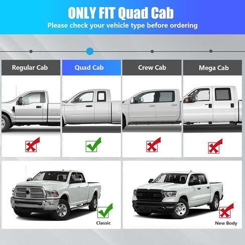 6 "لوحات تشغيل متوافقة مع 2009-2018 RAM 1500 Quad Cab 2019-2023 RAM 1500 Classic 4 Silver Silver Stainless Steel Severy Steps Nerf Bars Rails in Saudi Arabia