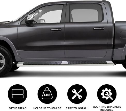 6 "لوحات تشغيل متوافقة مع 2009-2018 RAM 1500 Quad Cab 2019-2023 RAM 1500 Classic 4 Silver Silver Stainless Steel Severy Steps Nerf Bars Rails in Saudi Arabia