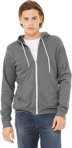 Bella+Canvas للجنسين Zip -up Poly -Cotton Fleece Hoodie - Deep Heather - XS in Saudi Arabia