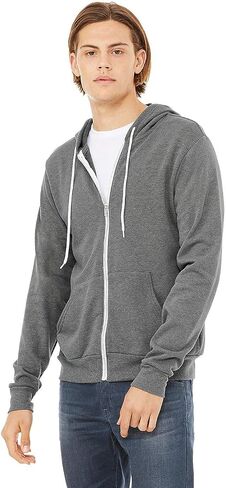 Bella+Canvas للجنسين Zip -up Poly -Cotton Fleece Hoodie - Deep Heather - XS in Saudi Arabia