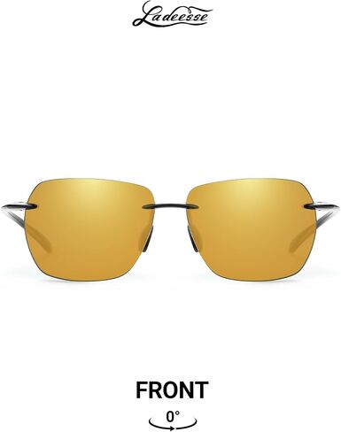 LADEESSE Sunglasses Men - Rimless Square Polarized Sunglasses - Lightweight TR90 Frame Sun Glasses with UV Protection in Saudi Arabia