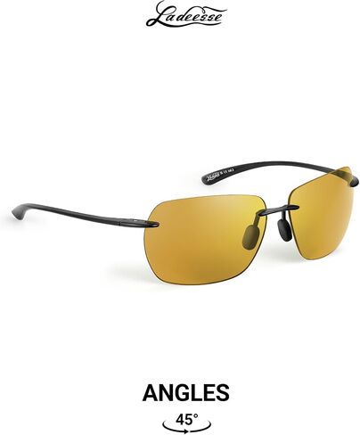LADEESSE Sunglasses Men - Rimless Square Polarized Sunglasses - Lightweight TR90 Frame Sun Glasses with UV Protection in Saudi Arabia