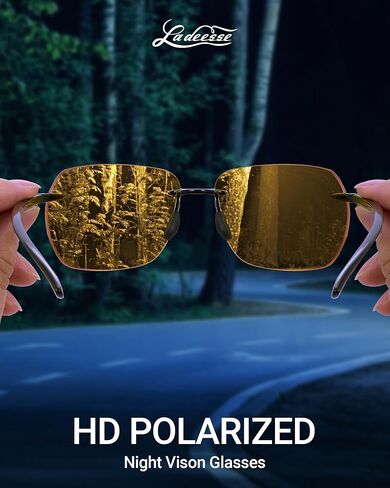 LADEESSE Sunglasses Men - Rimless Square Polarized Sunglasses - Lightweight TR90 Frame Sun Glasses with UV Protection in Saudi Arabia