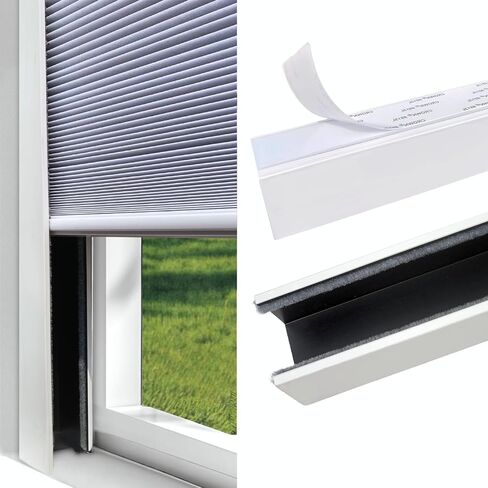 شرائط حجب الضوء من مادة PVC لظلال النوافذ والستائر - تحجب الضوء على طول جوانب ستائر التعتيم، ومسارات جانبية لظلال التعتيم، وشرائط حجب الضوء لغرفة النوم (أبيض، 58 بوصة، قطعتان) in Kuwait