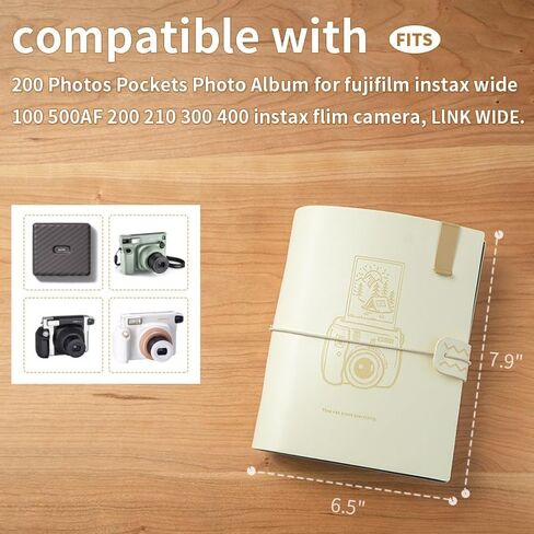 JUCE 200 Pockets Photo Album for Fujifilm Instax 400 300 210 evo wide Camera, Fuji instax wide Photo album，For Instax wide Link Printer，3.5x4.5 Inch Film (green) in Saudi Arabia