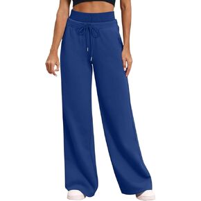 Wide Leg Sweatpants Women Drawstring Elastic Double Waisted Y2k Pants Baggy Comfy Sweat Joggers with Pockets in Saudi Arabia