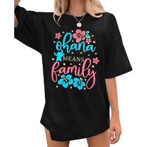 Ohana Means Family Tshirt Women Hawaiian Shirts Hawaii Tropical Graphic Tees Summer Beach Short Sleeve Tops in Saudi Arabia