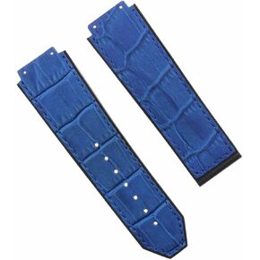 Ewatchparts 24mm Leather Watch Band Strap Compatible With 44-45mm Hublot Big Bang Watch H Blue in Kuwait