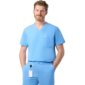 Peelz Brian 2-Pocket V-Neck Basic Men's Scrub Top for Men - Short Sleeve Scrubs, Soft Stretch Fabric, Slim Fit in Kuwait