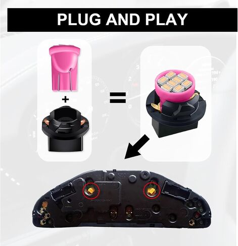 10pcs T10 194 168 LED DASH LIGHT LIGHT LIVER مع مقبس قفل تويست ، اللوحة المشرقة مقياس الكتلة المصابيح البديلة للسيارة لخريطة قبة أضواء لوحة القيادة (الوردي) in Kuwait