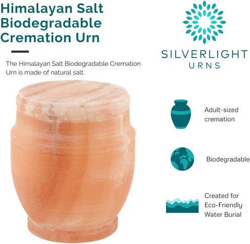 Himalayan Salt Biodegradable Cremation Urn for Ashes, Earth Friendly Urn for Ground or Sea Burial, Eco Urn for Ashes, Adult Sized Cremation Urn 9.5 Inches High in Kuwait