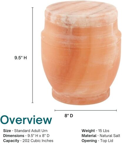 Himalayan Salt Biodegradable Cremation Urn for Ashes, Earth Friendly Urn for Ground or Sea Burial, Eco Urn for Ashes, Adult Sized Cremation Urn 9.5 Inches High in Kuwait