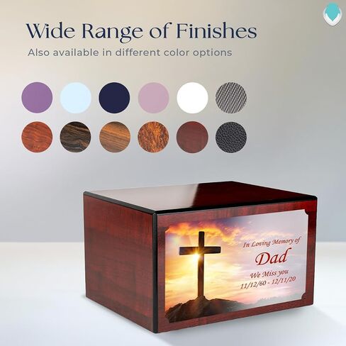 GetUrns Heritage Adult Cherry Wood Cremation Urn Box for Human Ashes I Cross UV Printing Wooden Urns for Male and Female I 213lbs in Saudi Arabia