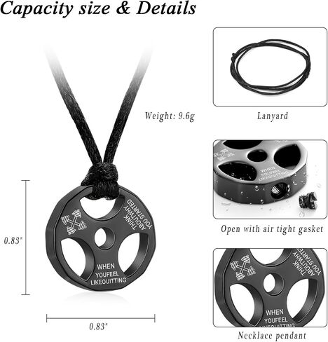 XSMZB Fitness Dumbbell Cremation Jewelry for Human Pet Stainless Steel Weight Plate Urn Necklace for Ashes Keepsake Pendant Urn Jewelry in Saudi Arabia