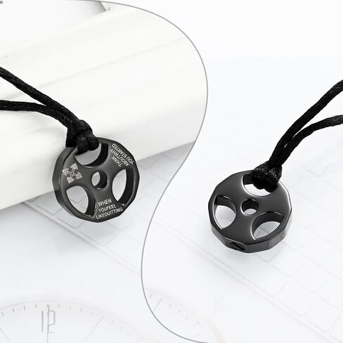 XSMZB Fitness Dumbbell Cremation Jewelry for Human Pet Stainless Steel Weight Plate Urn Necklace for Ashes Keepsake Pendant Urn Jewelry in Saudi Arabia