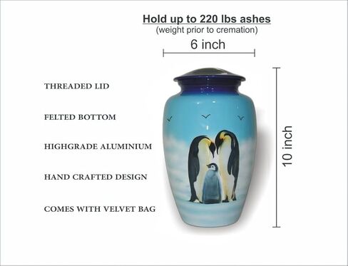 S. H. METALS Cremation Urns for Human Ashes - Decorative Urns, Urns for Human Ashes Female & Male, Urns for Ashes Adult Female, Funeral Urns (Penguins) in Saudi Arabia