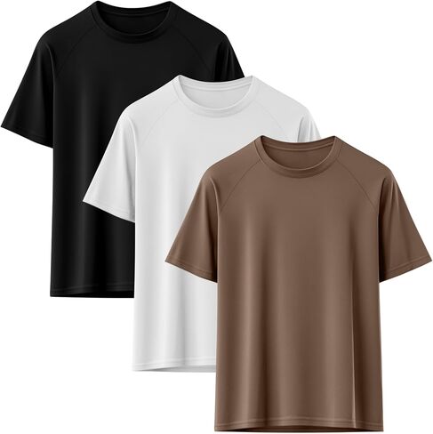 Huukeay 3 Pack Men's Big & Tall Short Sleeve Stirts ، Cotton Plus Size Crew Neck Tees Basic Moisture Wicking Summer Stild Tops in Saudi Arabia