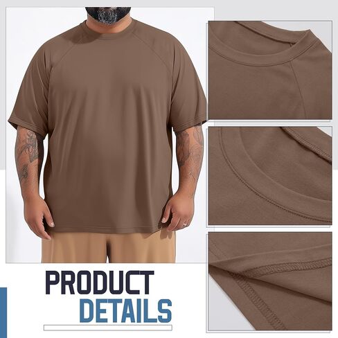 Huukeay 3 Pack Men's Big & Tall Short Sleeve Stirts ، Cotton Plus Size Crew Neck Tees Basic Moisture Wicking Summer Stild Tops in Saudi Arabia