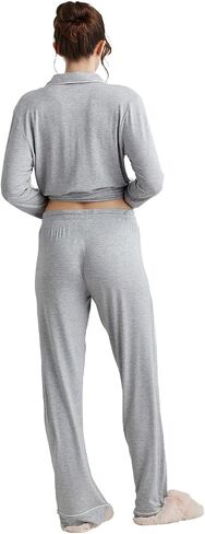 Papinelle Kate Modal Women's Soft Full Length PJ Set - Breathable Sleepwear, Button-up Top & Comfy Drawstring Pants in Kuwait