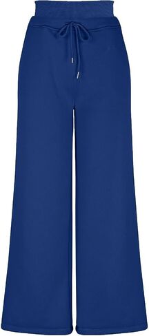 Wide Leg Sweatpants Women Drawstring Elastic Double Waisted Y2k Pants Baggy Comfy Sweat Joggers with Pockets in Saudi Arabia