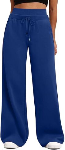 Wide Leg Sweatpants Women Drawstring Elastic Double Waisted Y2k Pants Baggy Comfy Sweat Joggers with Pockets in Saudi Arabia