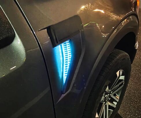 ijdmtoy Xenon أبيض LED أدى إضاءة إضاءة الخلفية المتوافقة مع 2021-Up Ford F150 Side Fender Emblem in Kuwait