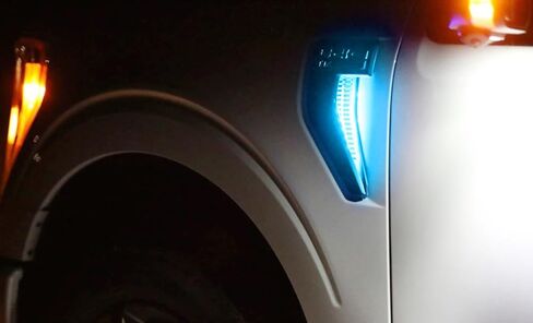 ijdmtoy Xenon أبيض LED أدى إضاءة إضاءة الخلفية المتوافقة مع 2021-Up Ford F150 Side Fender Emblem in Kuwait