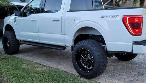 ijdmtoy Xenon أبيض LED أدى إضاءة إضاءة الخلفية المتوافقة مع 2021-Up Ford F150 Side Fender Emblem in Kuwait