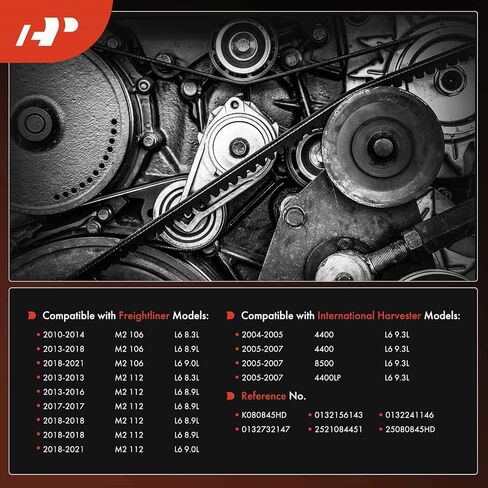 A-Premium Heafty-Duty-Duty Serpentine Drive Belt متوافق مع Freightliner & International Harvester Cars-M2 106 2010-2021 ، M2 112 2013-2021 ، 4400 2004-2007 ، 8500/4400LP 2005-2007 ، 8600 SBA 2005 ، RXT in Saudi Arabia