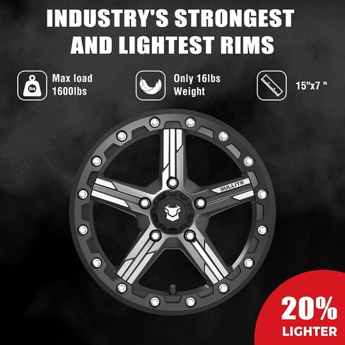 Bullite Wheels BT-09 Shuriken UTV ATV Wheel Gunmetal Gray Rims and Gunmetal Gray Beadlock 15x7, 5x114.3/5+2 Offset, Pro R and Turbo R in Kuwait