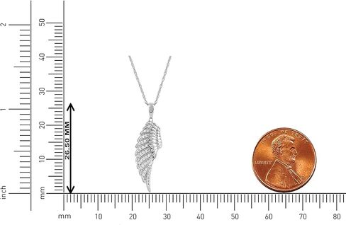 10K الذهب 1/8CT TDW Diamond Enchanting Single Angel Wing Wing Father Mashing Jewelry مع سلسلة حبل بحبل 18 بوصة للنساء (I-J ، I2) in Saudi Arabia