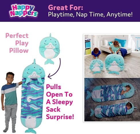 Happy Nappers: Pillow & Sleepy Sack: Large - Rainbow Unicorn - 66 x 30, 2-in-1: Plush Animal Opens Into Sleeping Bag, Soft Play Character, Kids 7+ in Kuwait