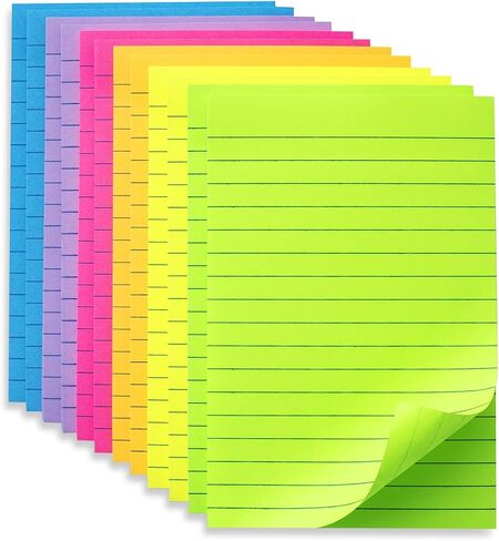 (12 Pack) Lined Sticky Notes 4x6 in Post Ruled Stickies Super Sticking Power Memo Pads Bright Colors in Kuwait