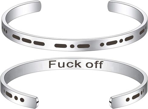 Stainless Steel Morse Code Cuff Bracelet for Women, Engraved Personalized Mantra Cuff Bangle for Daughter Mom Sister Bestfriends Women Morse Code Jewelry Gift in Kuwait