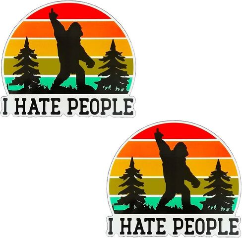 5" I Hate People Car Sticker Decal, Waterproof Vinyl Bigfoot Sticker, Sarcastic Sasquatch Decal, Funny Bumper Sticker for Adults, Fits Car, Helmet, Laptop, Water Bottle, Window, Truck, Skateboard in Saudi Arabia