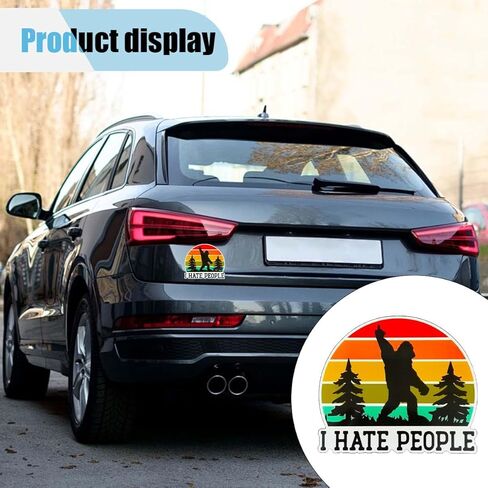 5" I Hate People Car Sticker Decal, Waterproof Vinyl Bigfoot Sticker, Sarcastic Sasquatch Decal, Funny Bumper Sticker for Adults, Fits Car, Helmet, Laptop, Water Bottle, Window, Truck, Skateboard in Saudi Arabia