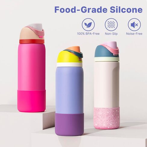 Silicone Boot for Owala 24oz FreeSip & Flip, Raised Height Sleeve, Pink in Saudi Arabia