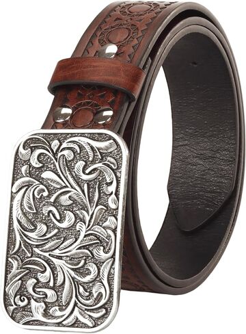 INOGIH Womens-Vintage-Western-Leather-Belt Rhinestone-Cowboy-Cowgirl Belt with Diamond Flower-Buckle for 28"-38" Waistline in Saudi Arabia