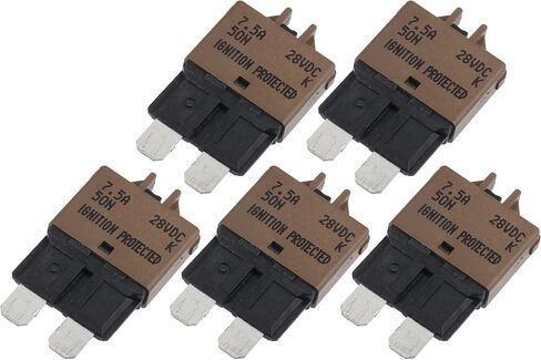 دائرة قاطع الشفرة النمط FUSE 7.5A 28V يدوي يمكن إعادة تعيينه للسيارة البحرية المعدنية البني (مجموعة من 5) in Saudi Arabia