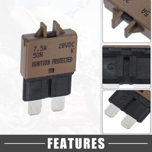 دائرة قاطع الشفرة النمط FUSE 7.5A 28V يدوي يمكن إعادة تعيينه للسيارة البحرية المعدنية البني (مجموعة من 5) in Saudi Arabia