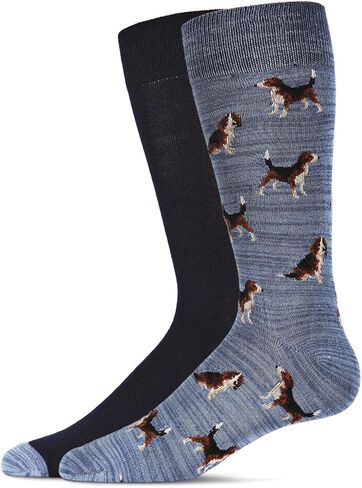 Memoi Men's 2 Pain Pack Beagle Dog Rayan Blend Crew Socks in Saudi Arabia