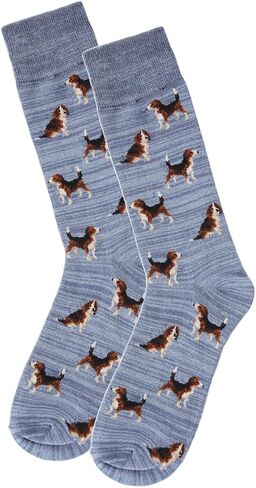 Memoi Men's 2 Pain Pack Beagle Dog Rayan Blend Crew Socks in Saudi Arabia