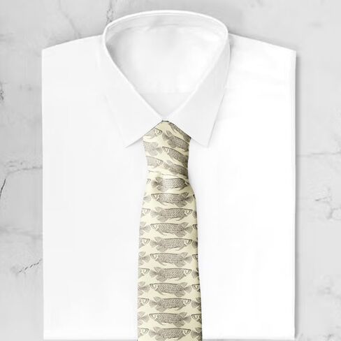 Nevelty Necktie للرجال (Arowana Pattern) ربطة عنق حريرية محادثة ممتعة ، وربطة عنق للحفلات ، والأحداث ، والفريدة والأصل in Saudi Arabia