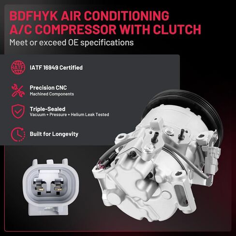 BDFHYK Air Conditioning A/C Compressor with Clutch Compatible with Toyota Sienna 3.3L 2004-2006, Sienna 3.5L 2007, Replacement 98310, 97310, 8832008051 in Saudi Arabia