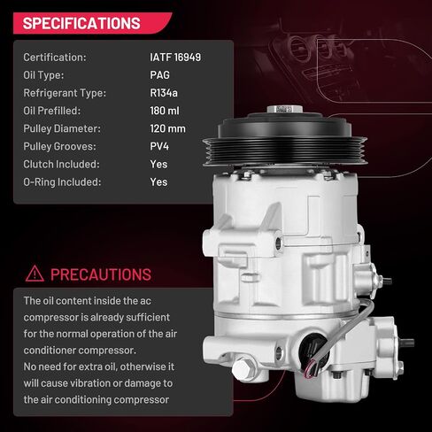 BDFHYK Air Conditioning A/C Compressor with Clutch Compatible with Toyota Sienna 3.3L 2004-2006, Sienna 3.5L 2007, Replacement 98310, 97310, 8832008051 in Saudi Arabia