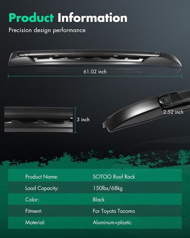 رف سقف Scitoo مناسب ل Toyota Tacoma 2005-2023 قضبان سقف الألومنيوم لصالح Cargo Canoe Bike Tnowboard - أمتعة حاملة شحن على السطح in Saudi Arabia