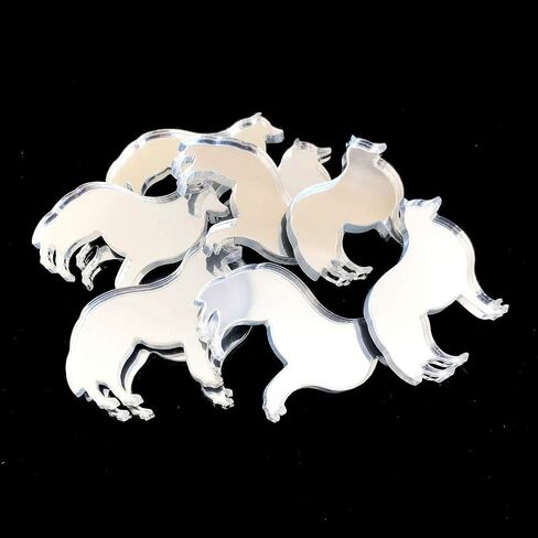 Super Congions COLLIE COLLIE DOG DASK على شكل مرايا ، مجموعة من 10 ، العديد من الألوان ، أكريليك مقاوم للتشويش ، مرآة فضية ، حزمة من 10 × 3 سم in Kuwait