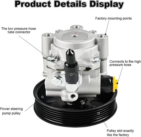 Power Steering Pump with Pulley Compatible with Toyota Sequoia V8 4.7L 2001 2002 2003 2004 2005 2006 2007, Toyota Tundra V8 4.7L 2000 to 2006, Replacement for 21-5264, 443100C030 in Saudi Arabia