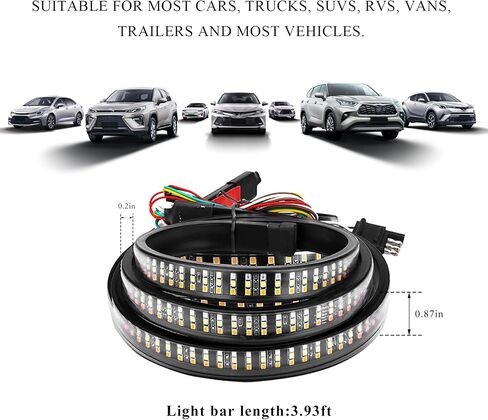 شريط خلفي خلفي ، شريط LED مزدوج 59 بوصة مع الأضواء العكسية للفرامل ، شريط ضوء الإشارة الخلفي المقاوم للماء لسيارة سيارة بيك آب شاحنة السيارة (أبيض وأحمر) in Kuwait
